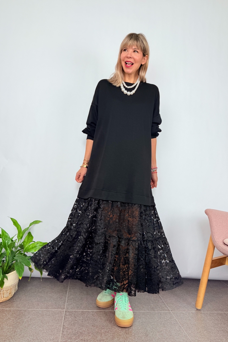 Round Neck Patchwork Hollow Loose Dress