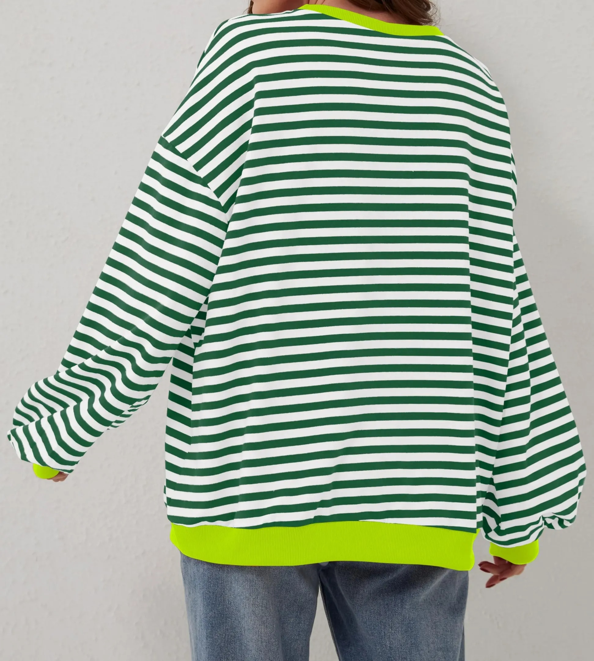 WOMEN'S OVERSIZED STRIPED LONG SLEEVE PULLOVER