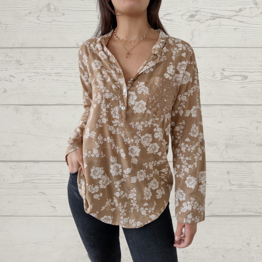 Floral Print Long Sleeve Blouse
