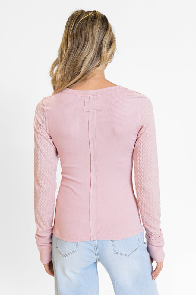 Knit Long Sleeve Button Top