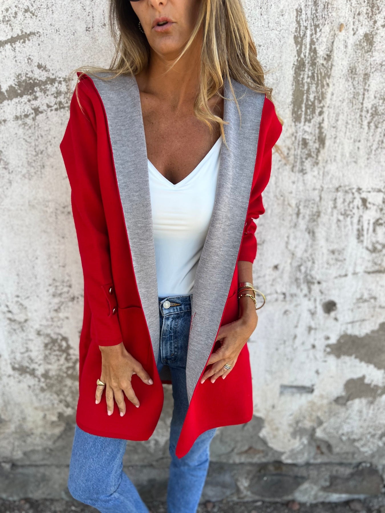 Two-Tone Button Coat