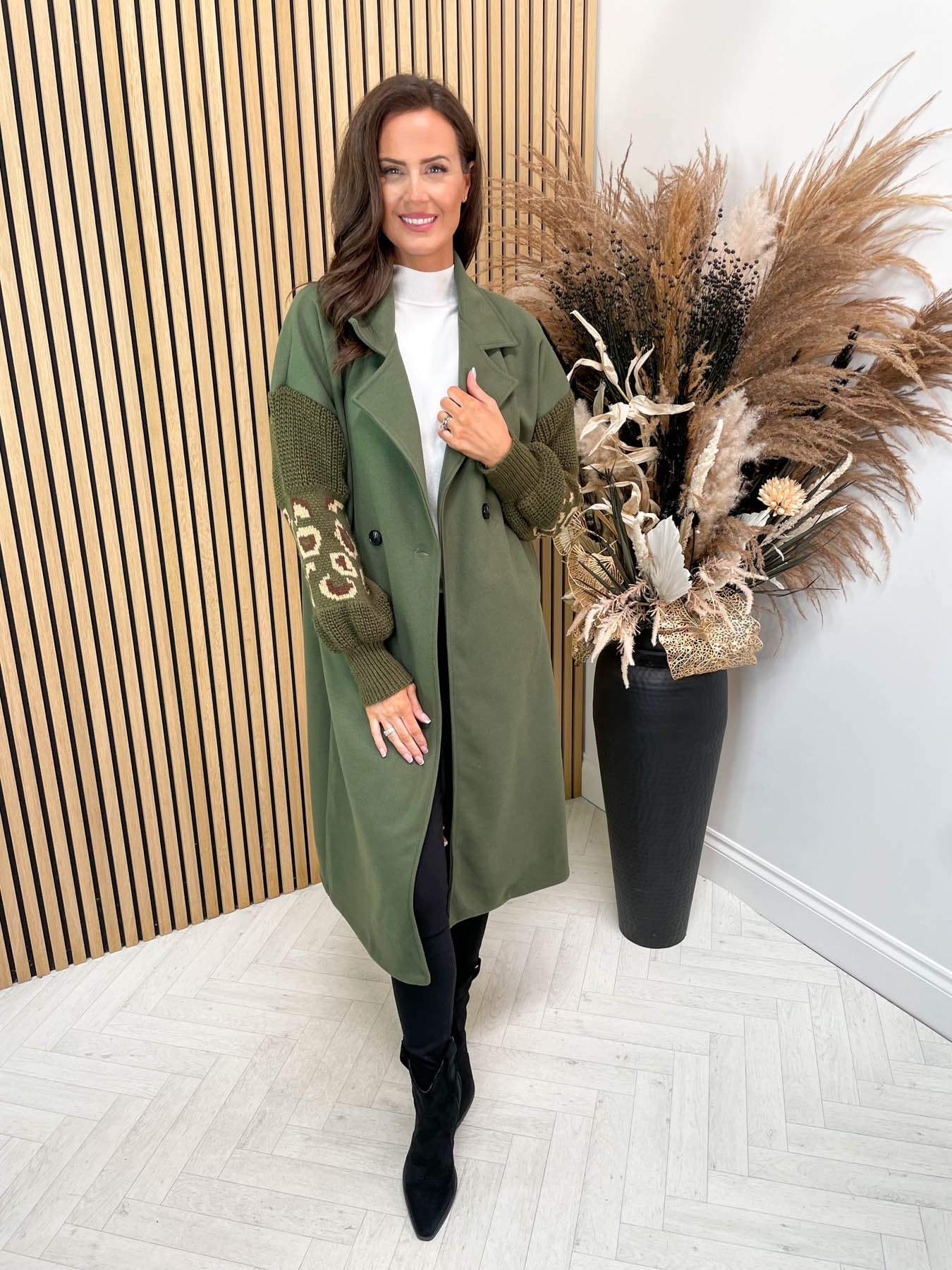Knitted Patchwork Sleeve Coat