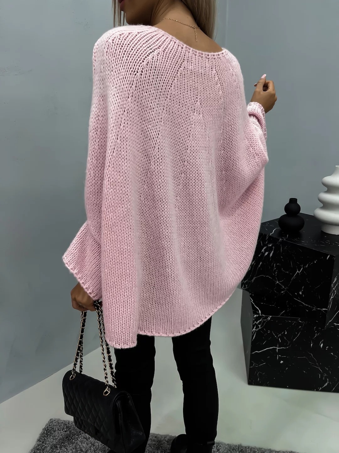 Bat Sleeve Round Neck Pullover