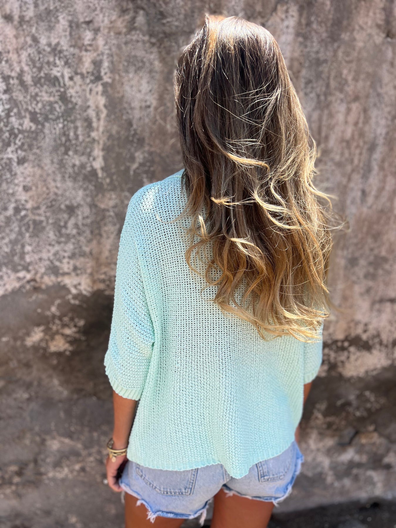 3/4 Sleeve Knitted Lapel Sweater