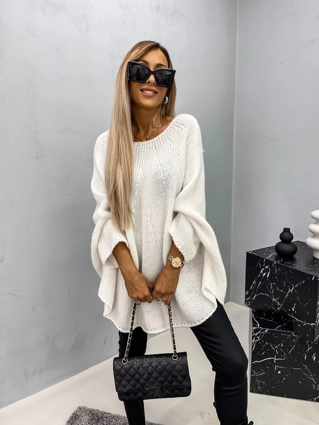 Bat Sleeve Round Neck Pullover