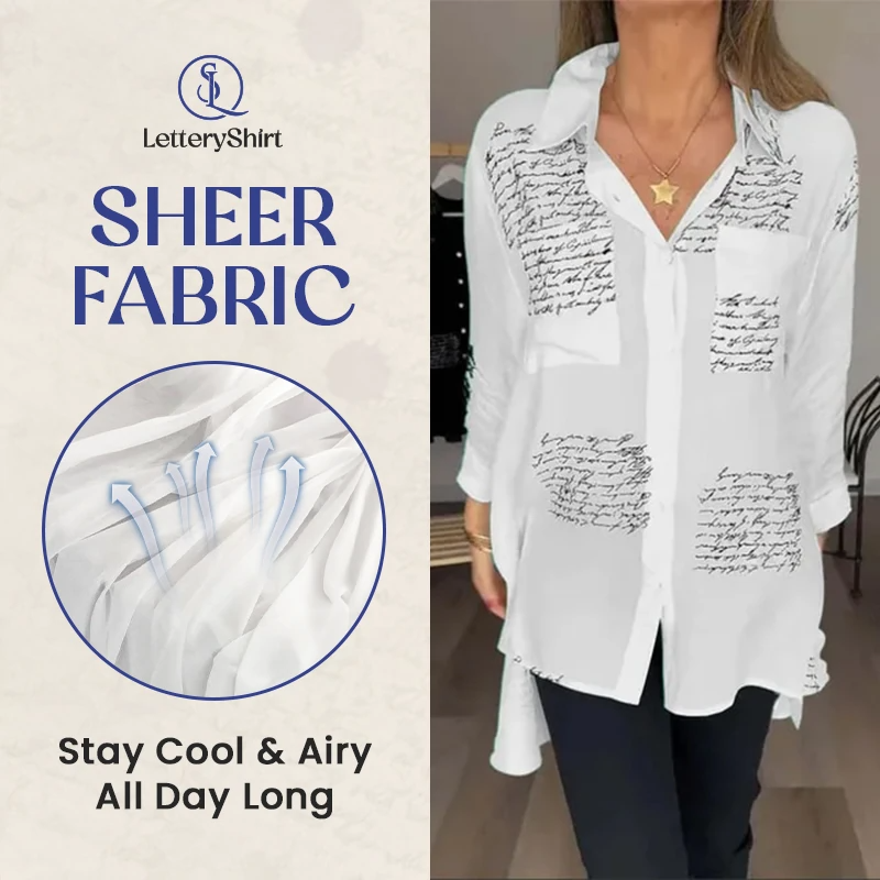 Letter Print Gauze Button Shirt