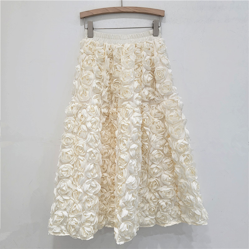High Waist 3D Floral Skirt