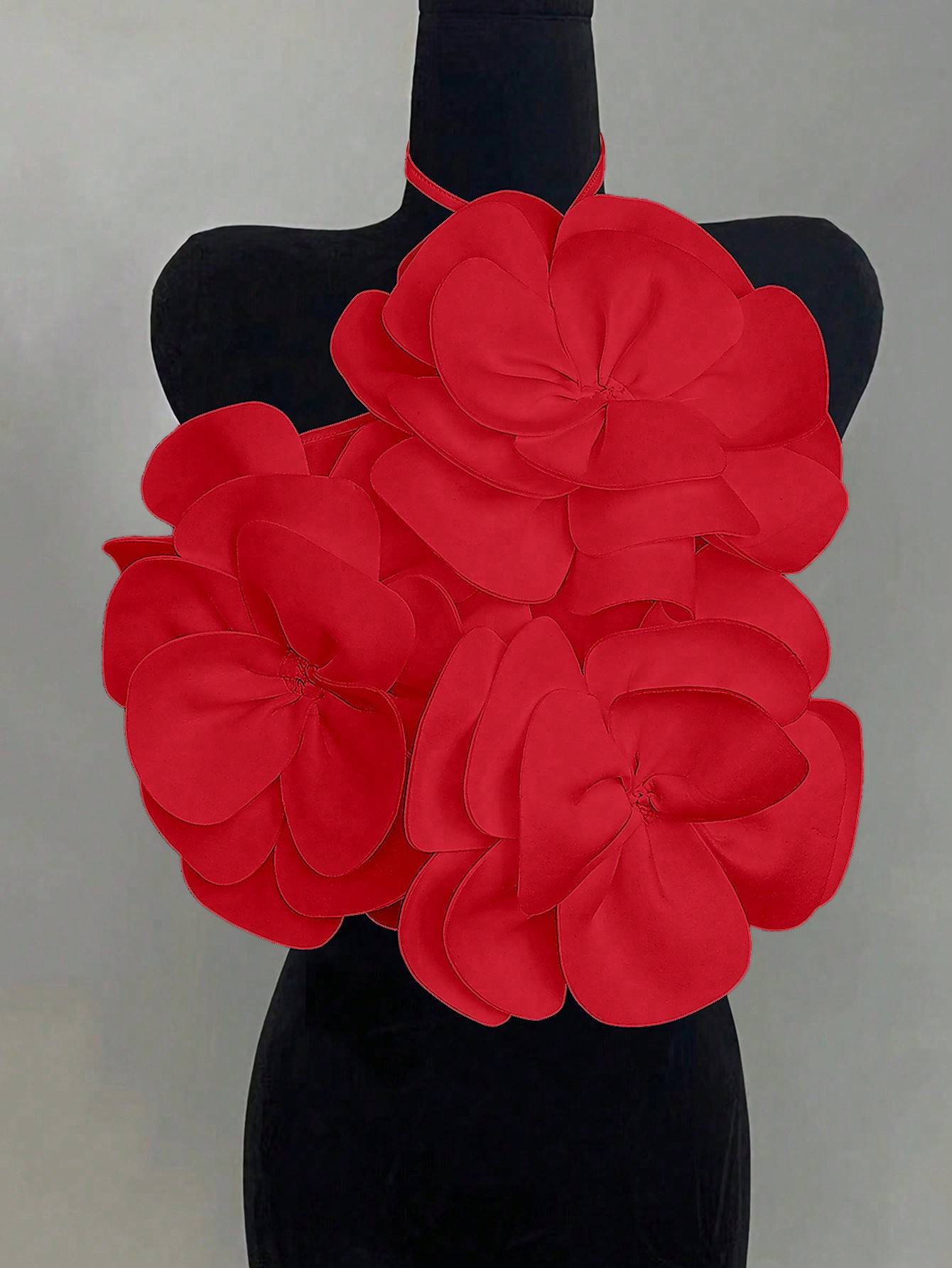 Women's Plain Flower Decor Halter Sleeveless Top