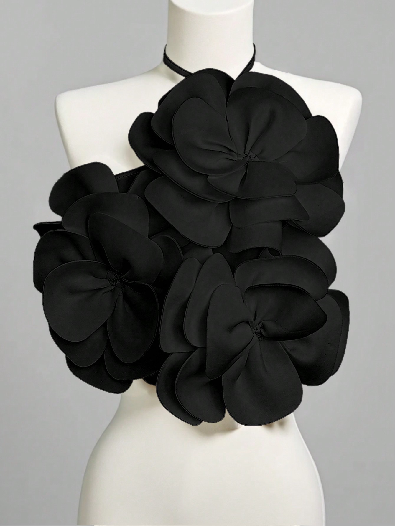 Women's Plain Flower Decor Halter Sleeveless Top