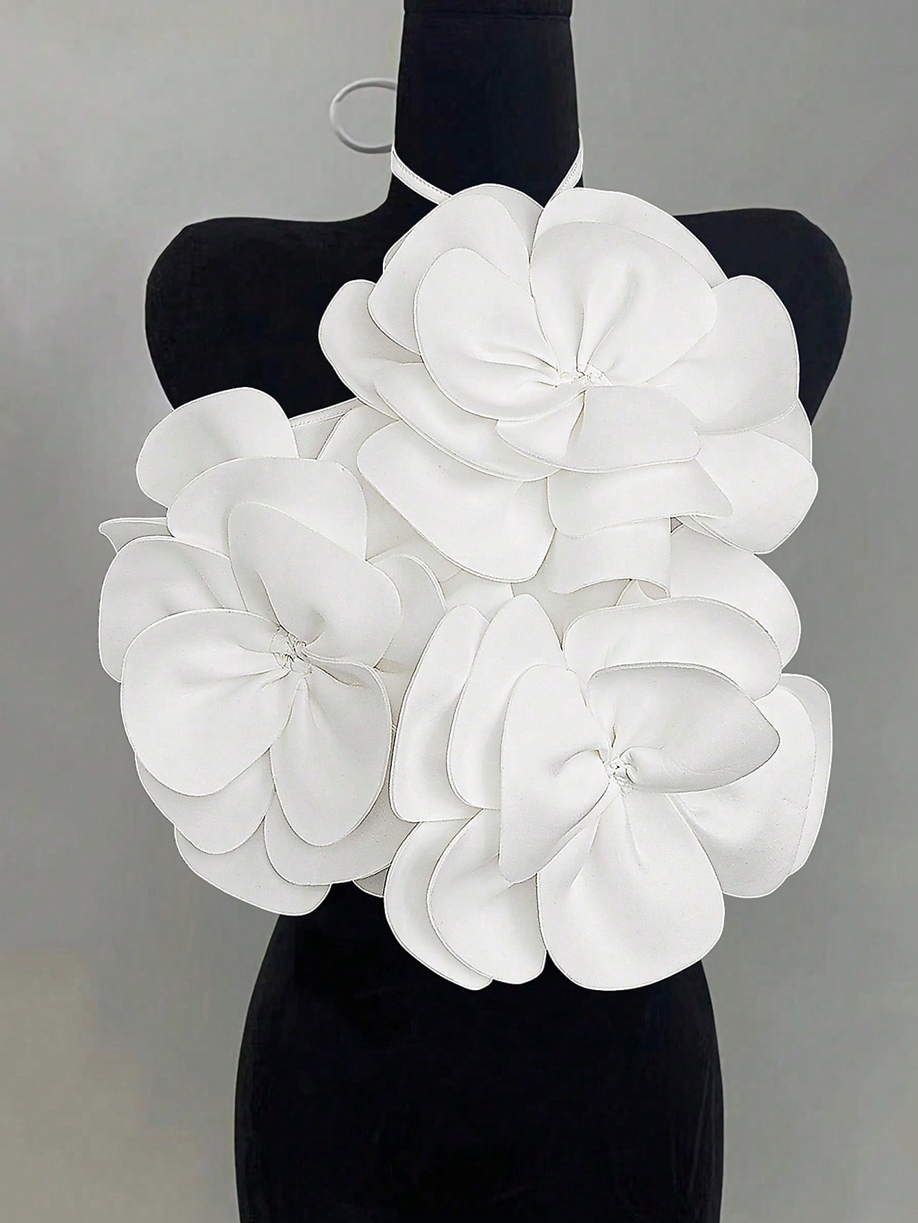 Women's Plain Flower Decor Halter Sleeveless Top