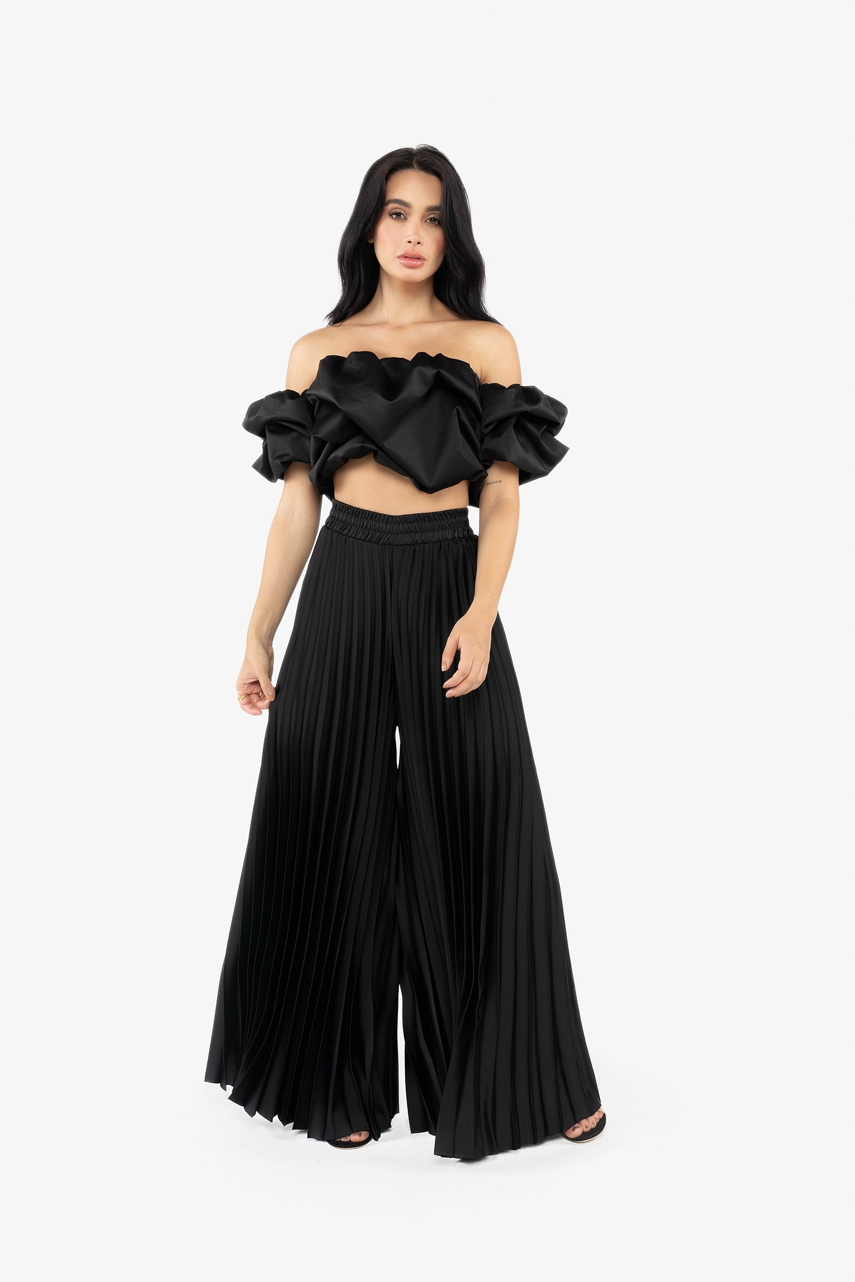 High-Waisted Pleated Wide-Leg Pants