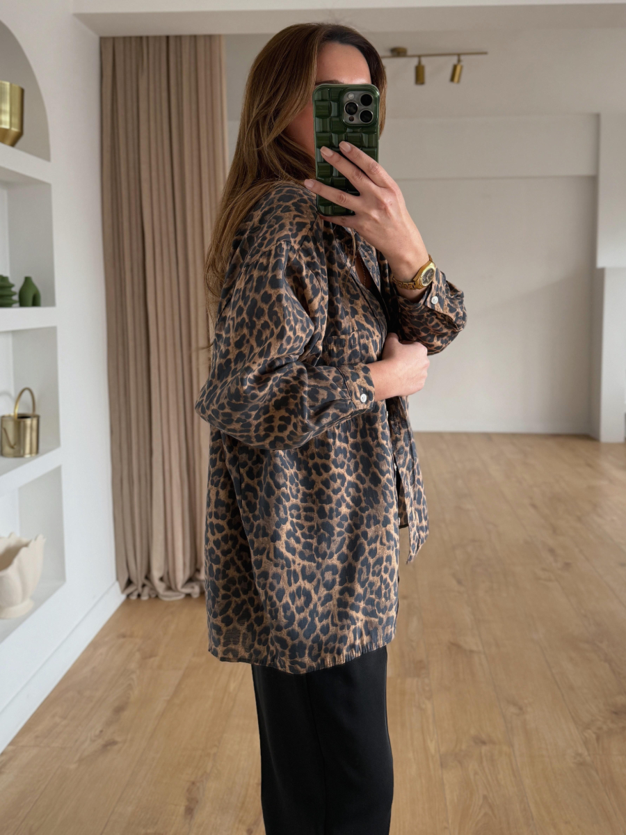 Oversized Leopard Print Shirt