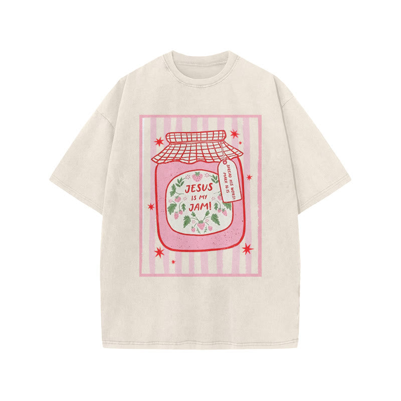 Jesus Is My Jam Spread His Word Mark 16:15 Print Acid Washed T-shirt