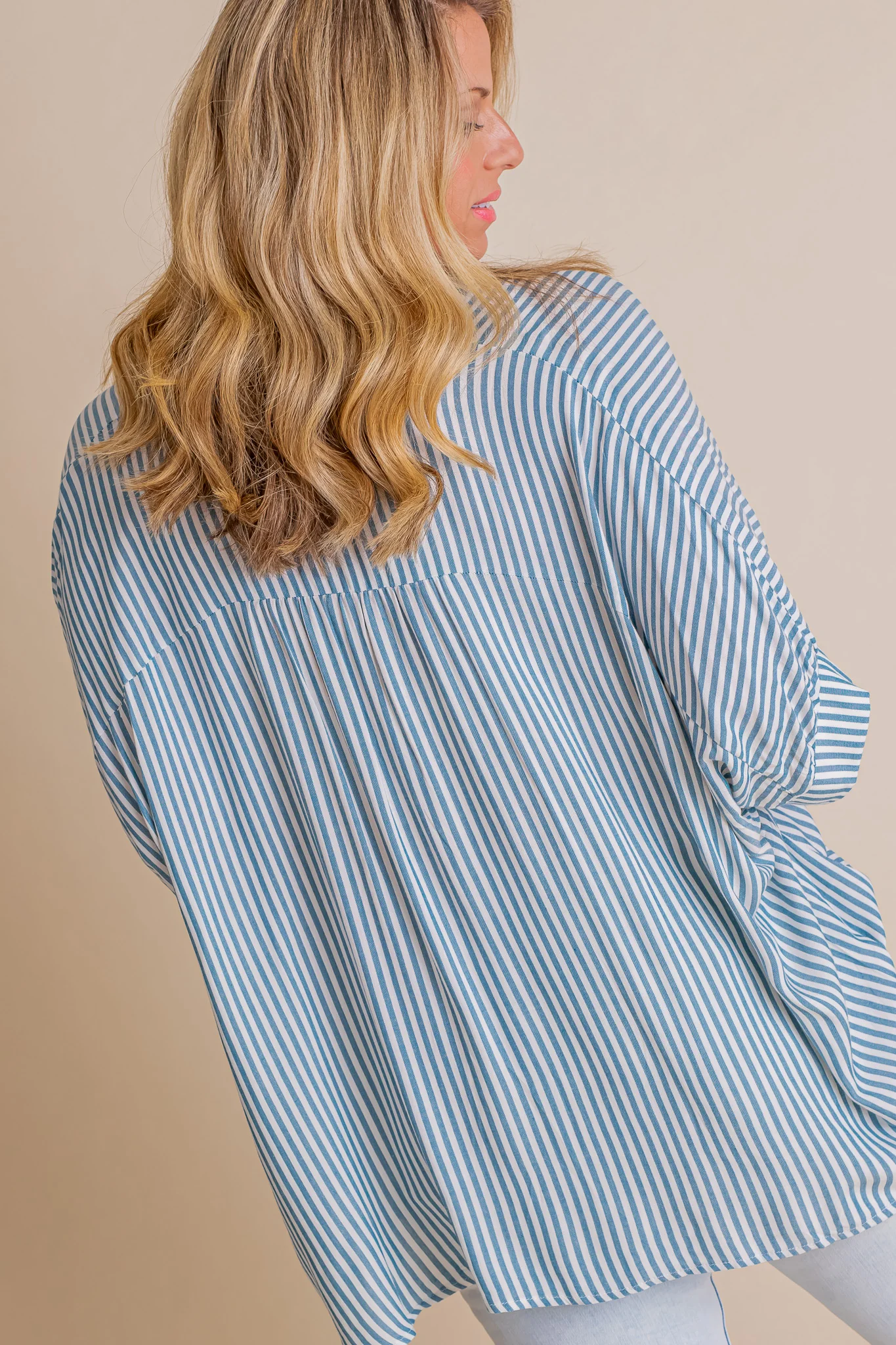 Oversized Striped Button Down Shirt