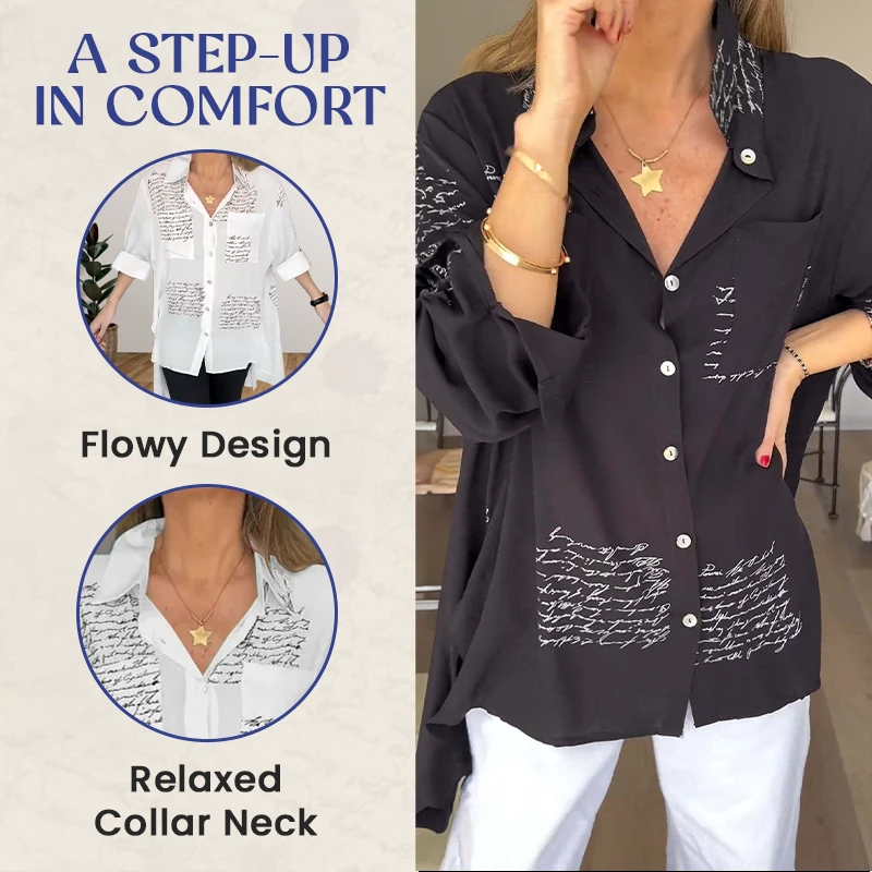 Letter Print Gauze Button Shirt