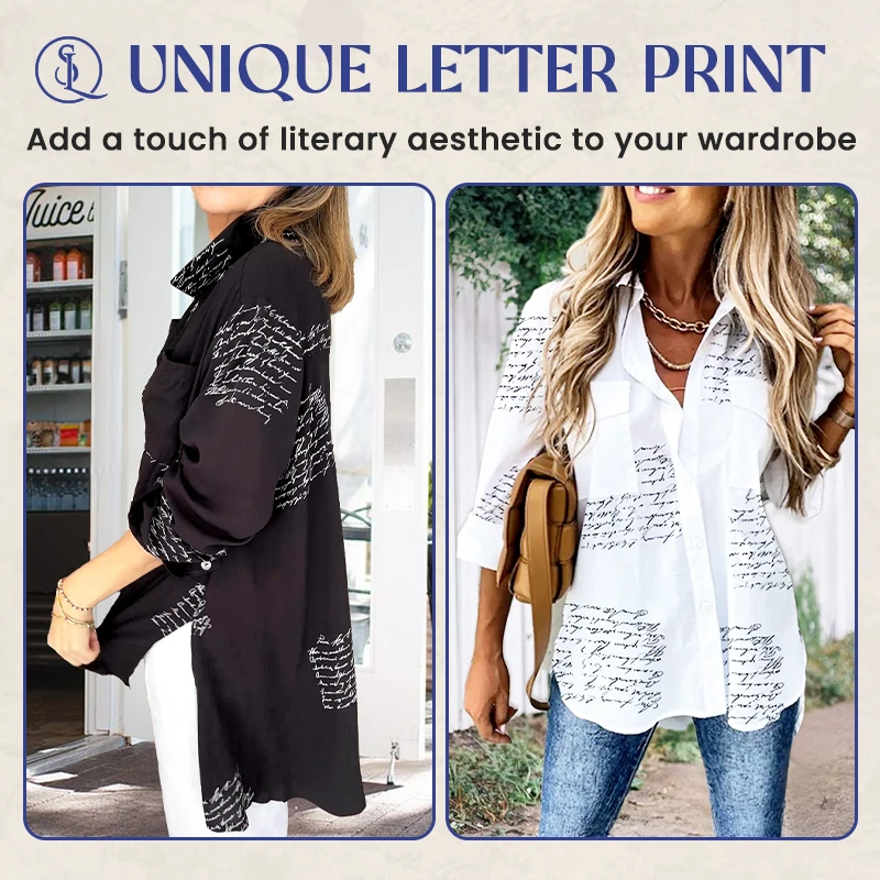 Letter Print Gauze Button Shirt