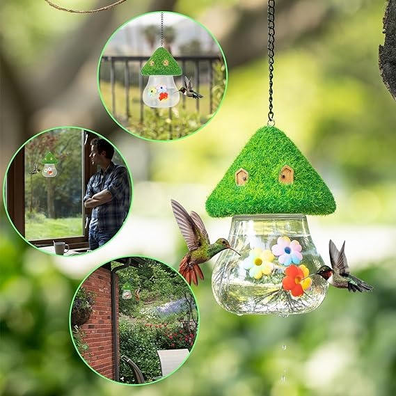 Cute Mushroom Shape Bird Water Feeder for Outside Wild Bird, Gift for