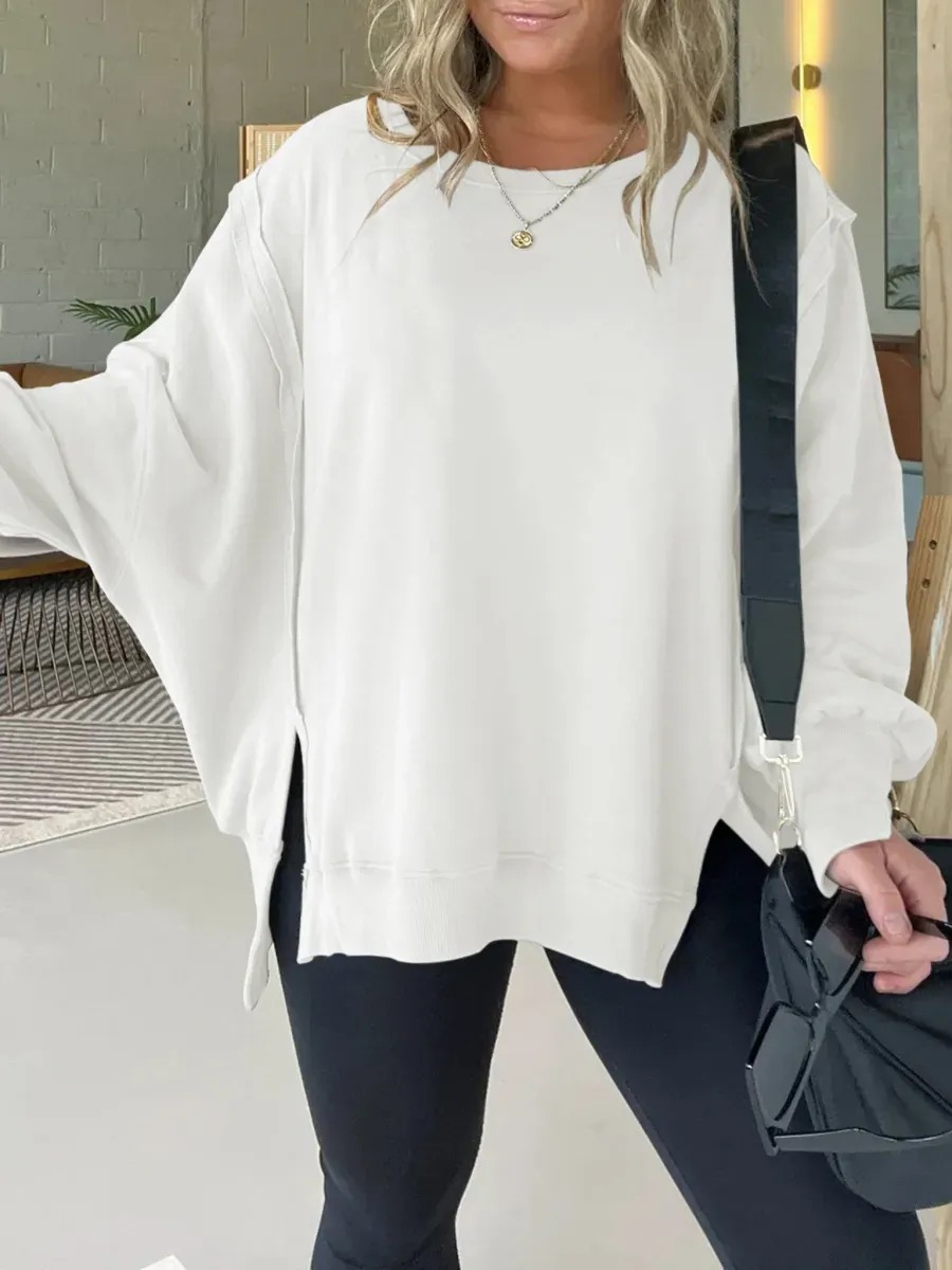 WOMEN'S CASUAL SLIT SWEATSHIRT