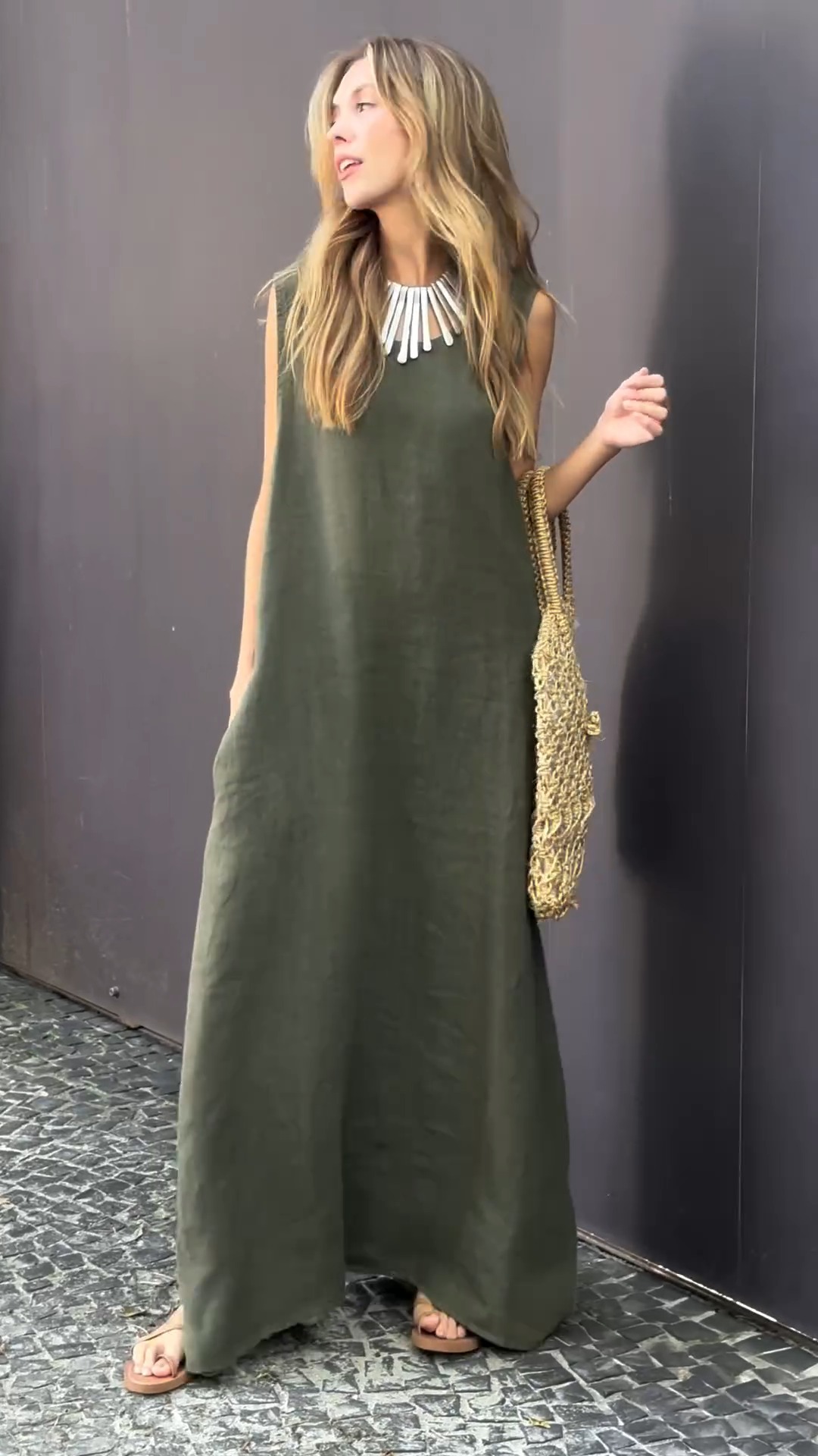 Solid Linen Maxi Dress