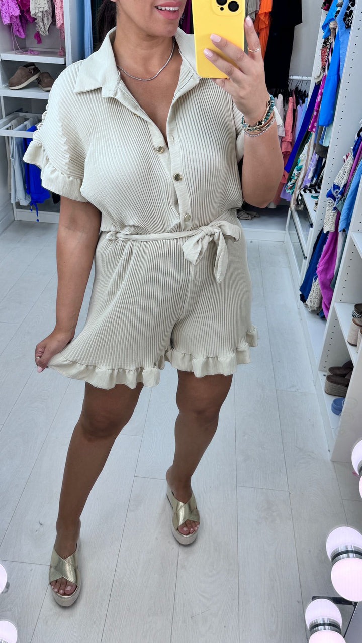 Plain Pleated Playsuit