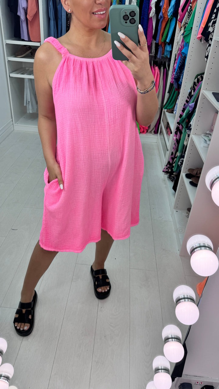 Neon Cheesecloth Playsuit