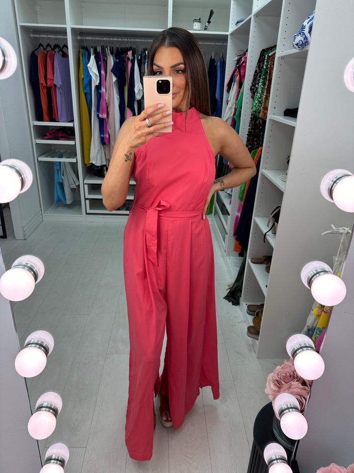Stunning Halter Sleeveless Wide Leg Jumpsuit