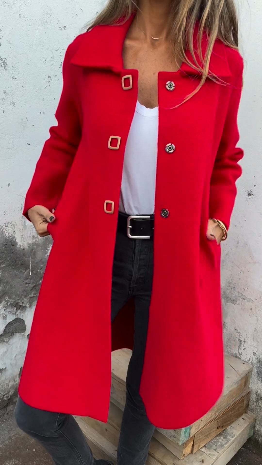 Lapel Long Sleeve Casual Autumn and Winter Coat