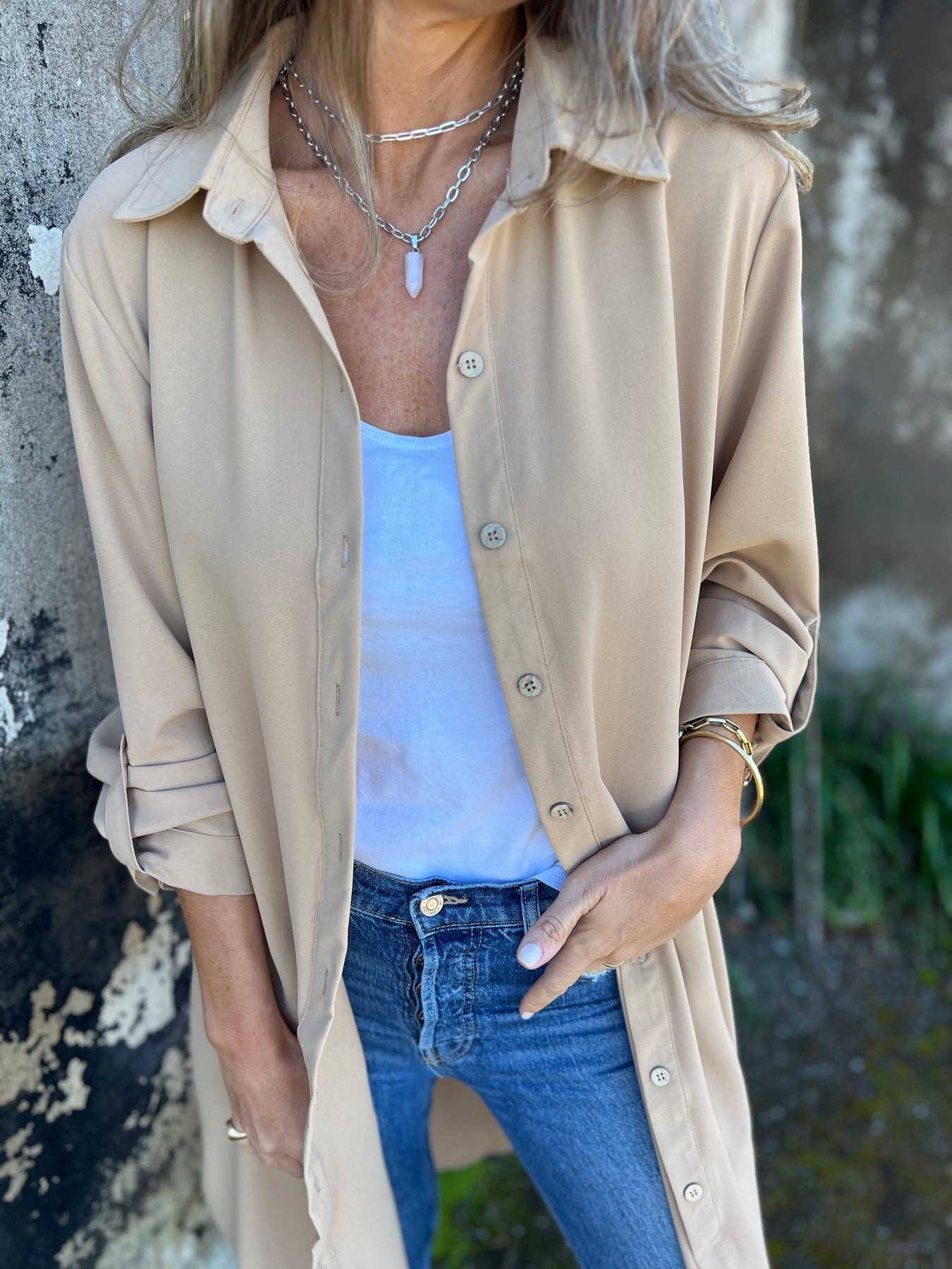 Casual Lapel Solid Color Shirt Coat