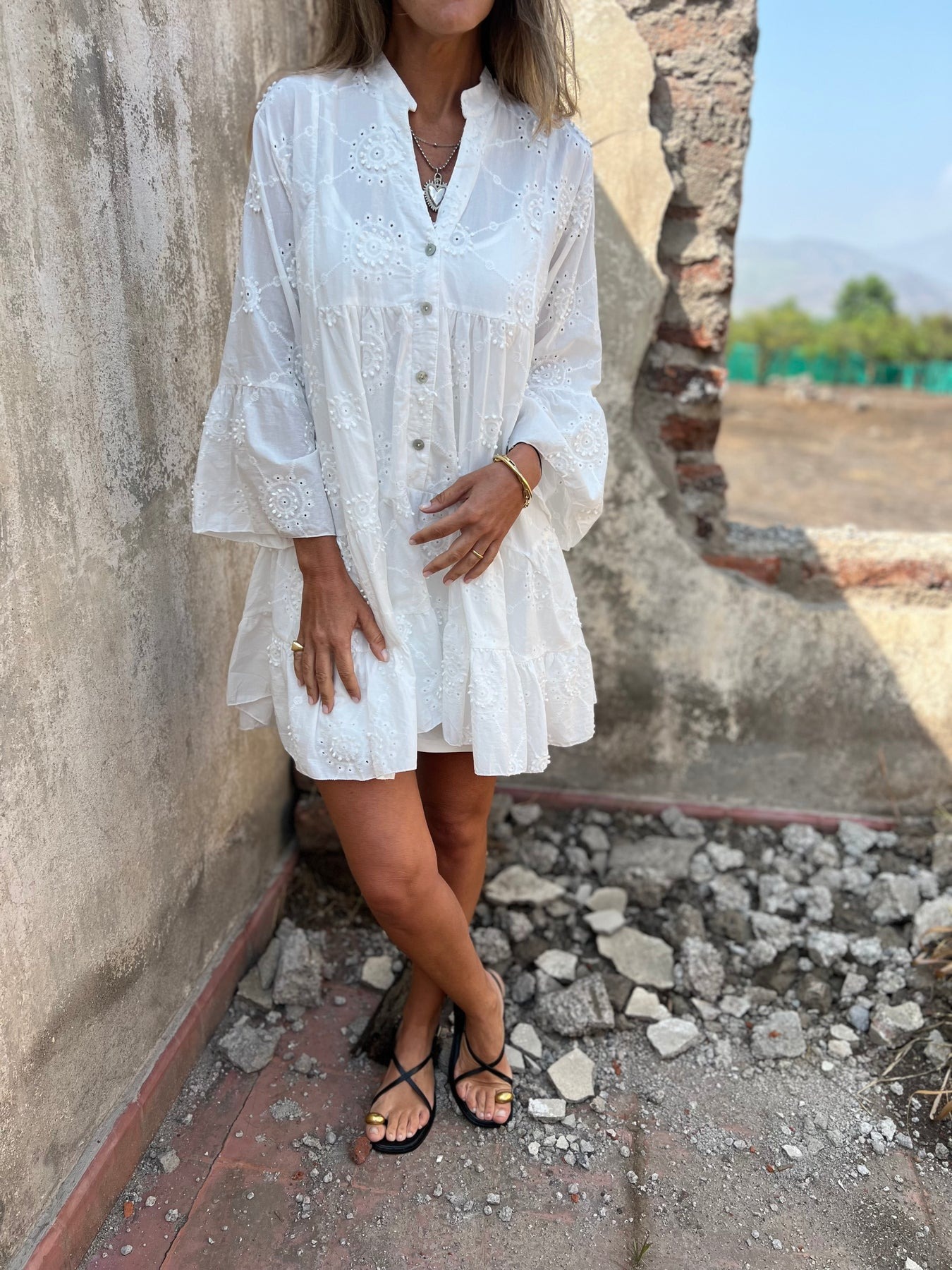 Bow Embroidery Dress