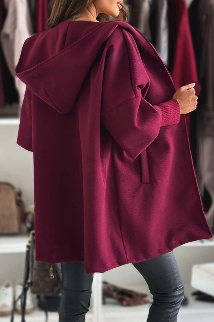 Patchwork Long Sleeve Hooded Coat