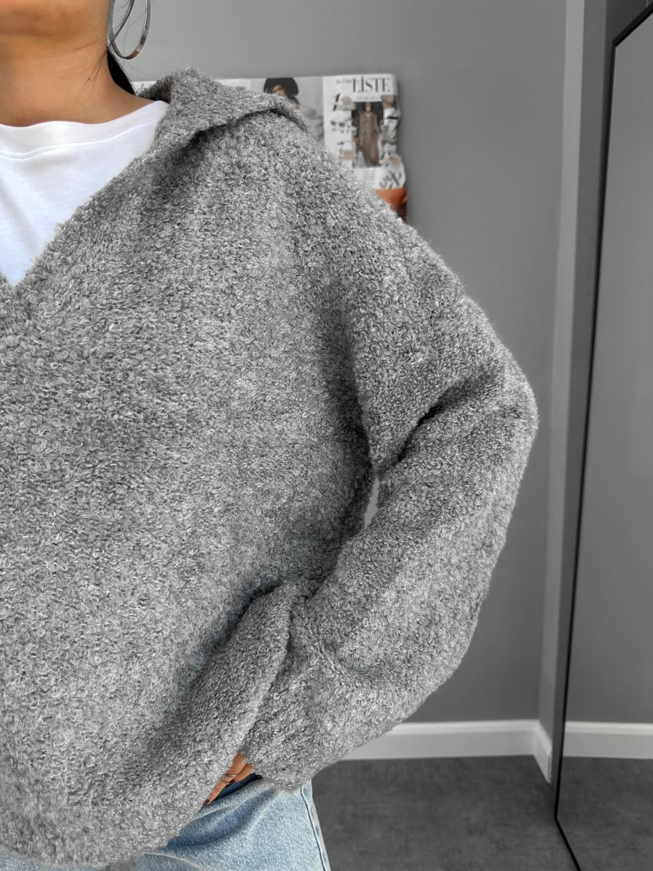 V Neck Loose Collar Sweater
