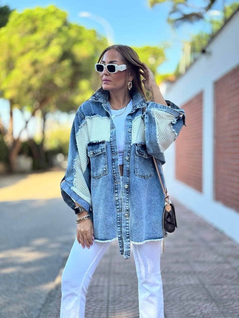 Patchwork Lapel Jean Jacket