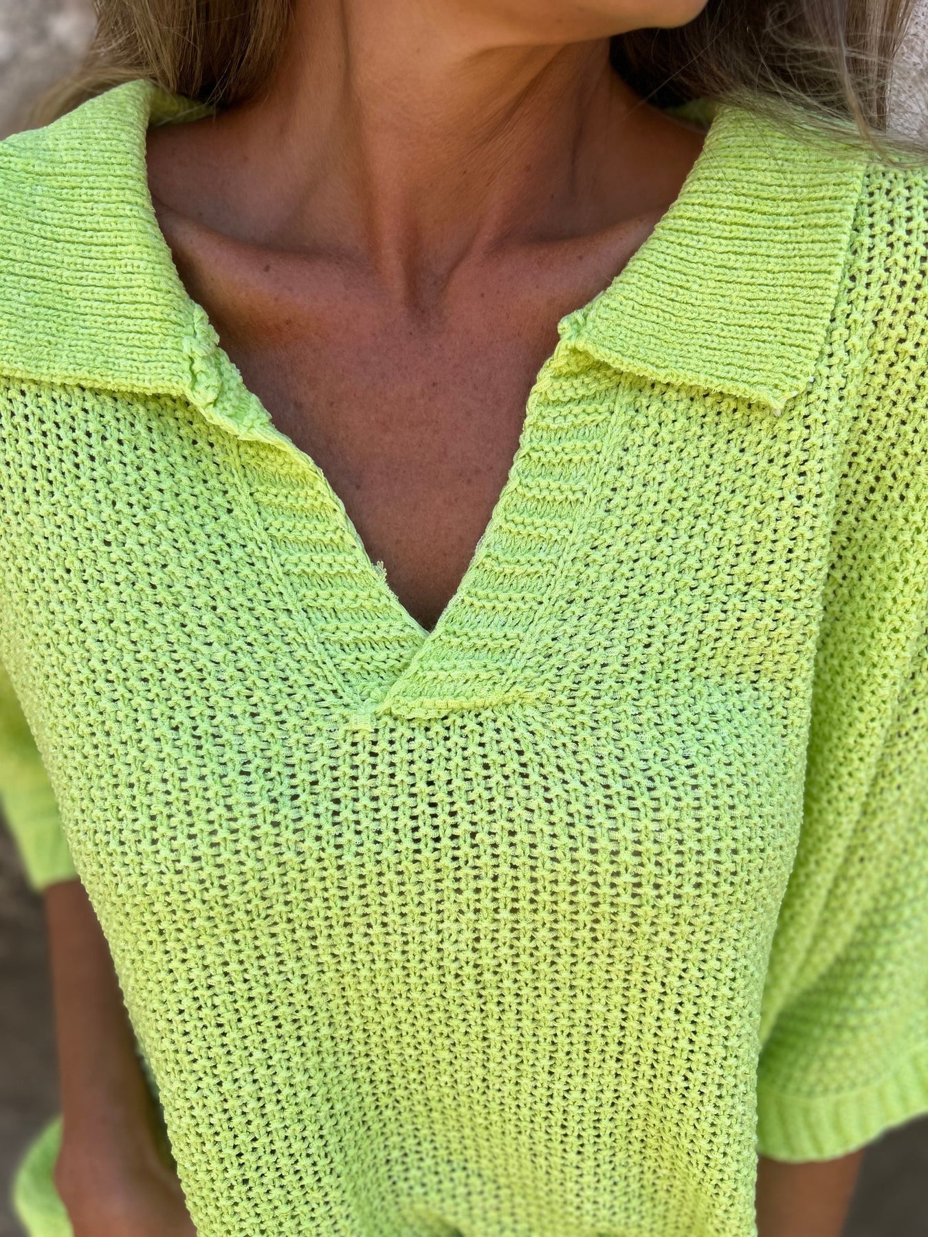 3/4 Sleeve Knitted Lapel Sweater
