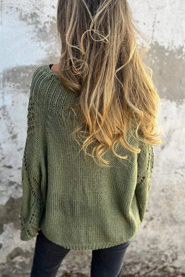 Hollow Round Neck Loose Knitted Sweater