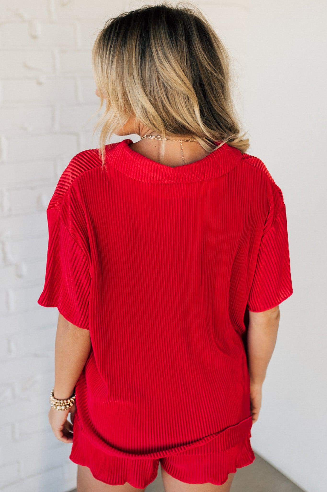 Pleated Shirt And Shorts Set