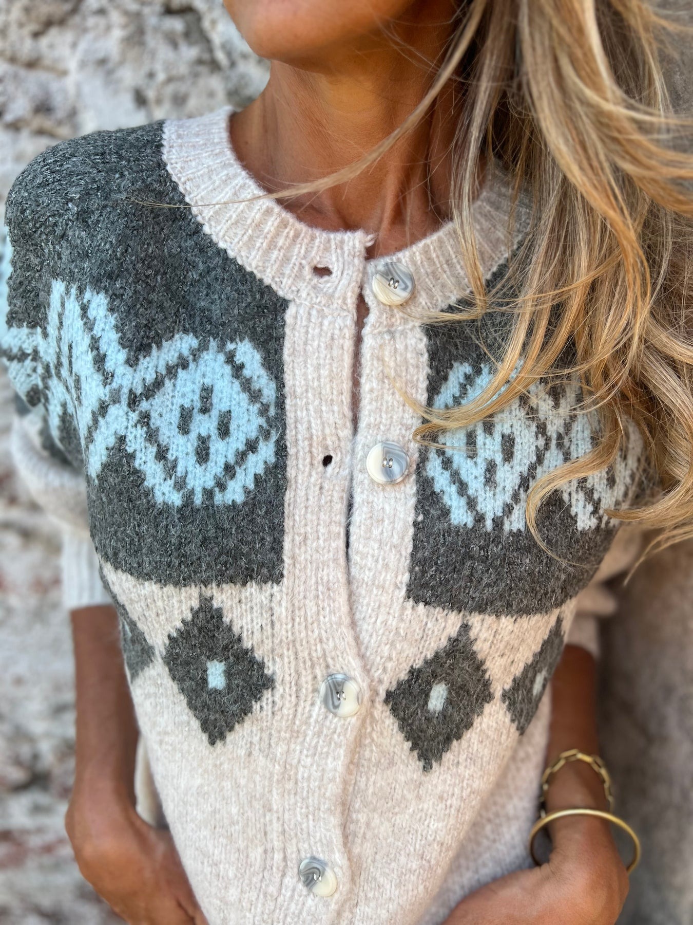 Semi-Elasticated Printed Button Vest