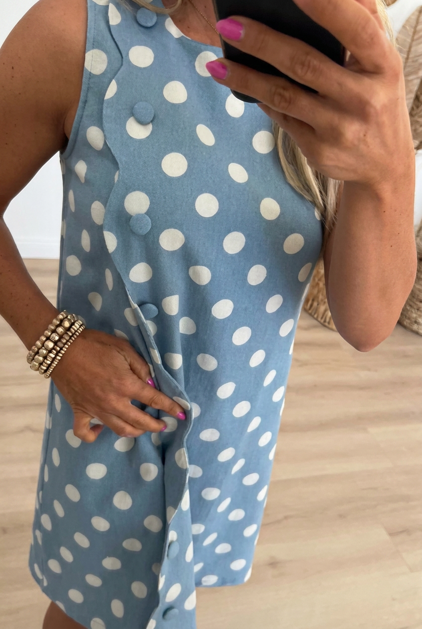 Blue Polka Dot Shift Dress