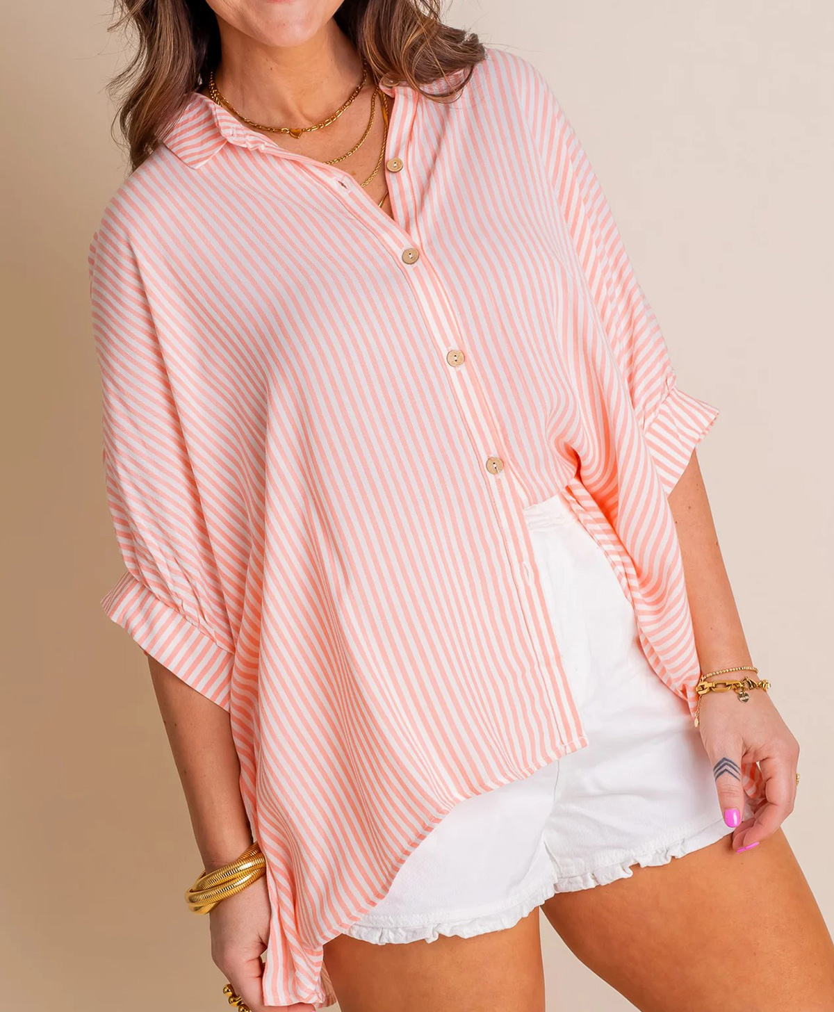 Oversized Striped Button Down Shirt