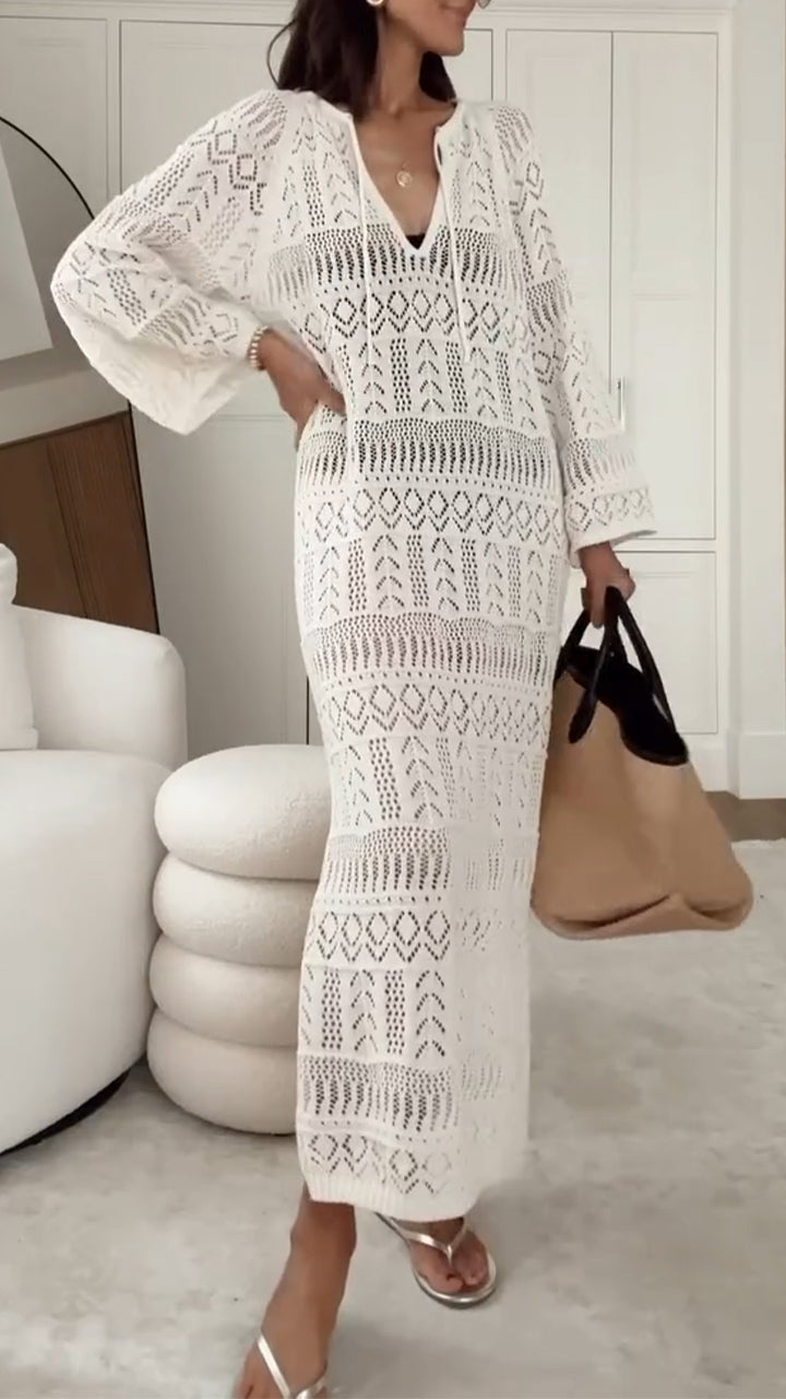 Elegant Slit Suspender Hollow Holiday Dress