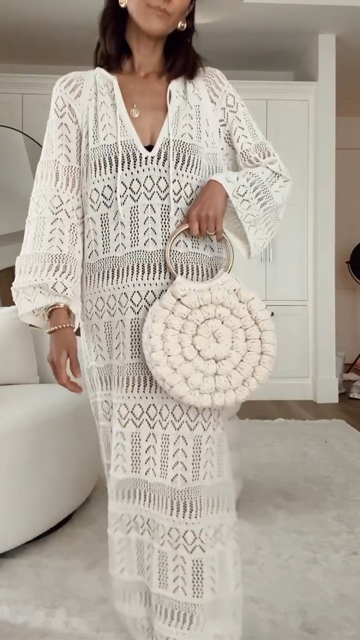 Elegant Slit Suspender Hollow Holiday Dress