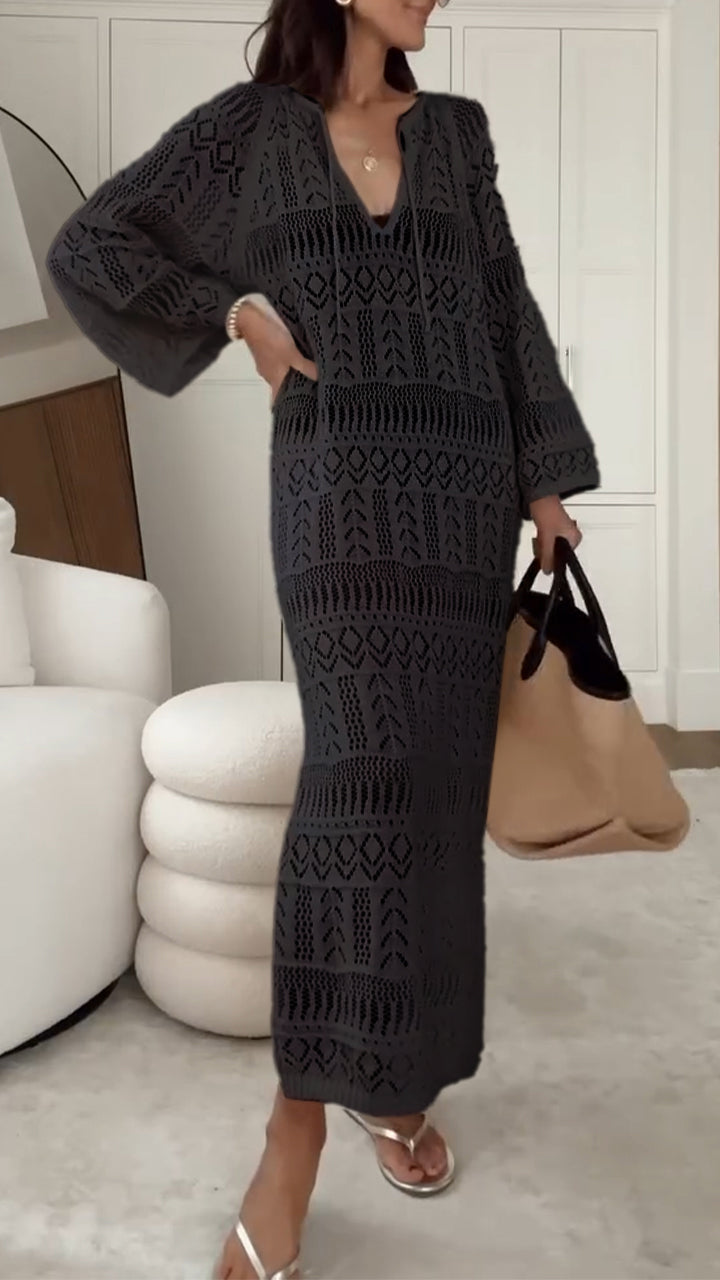 Elegant Slit Suspender Hollow Holiday Dress