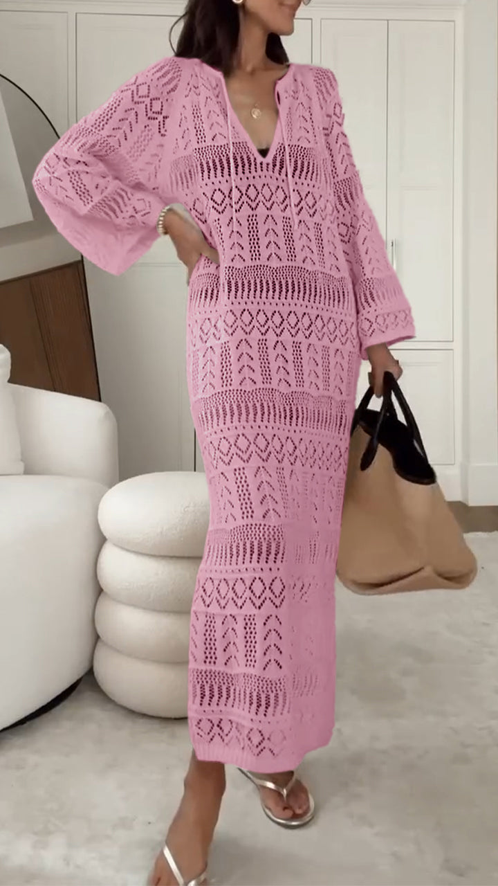 Elegant Slit Suspender Hollow Holiday Dress