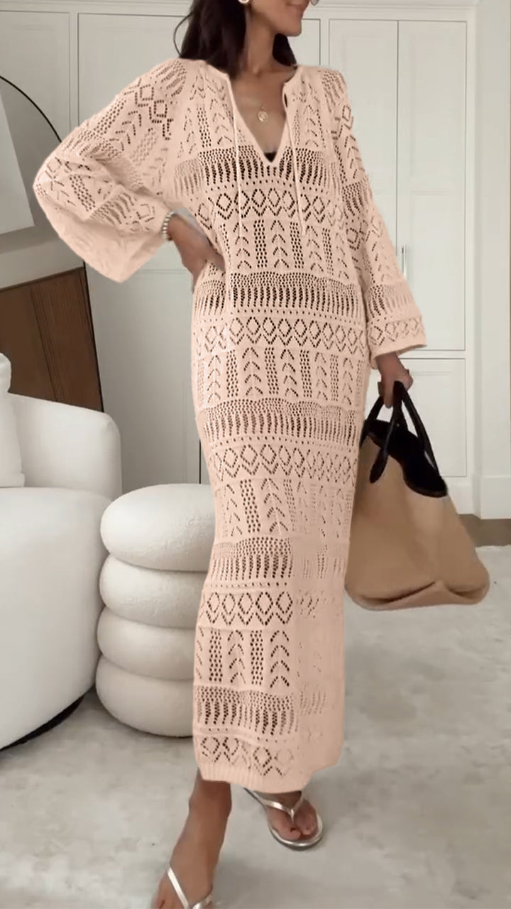 Elegant Slit Suspender Hollow Holiday Dress