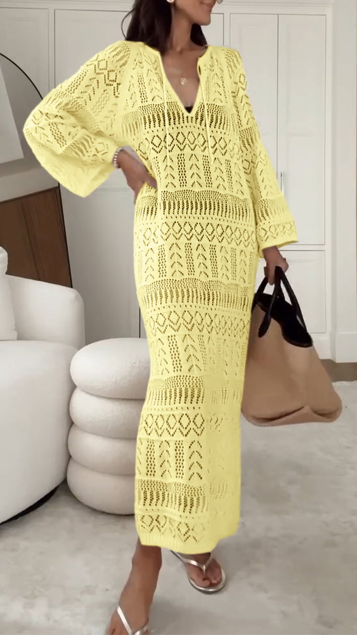 Elegant Slit Suspender Hollow Holiday Dress