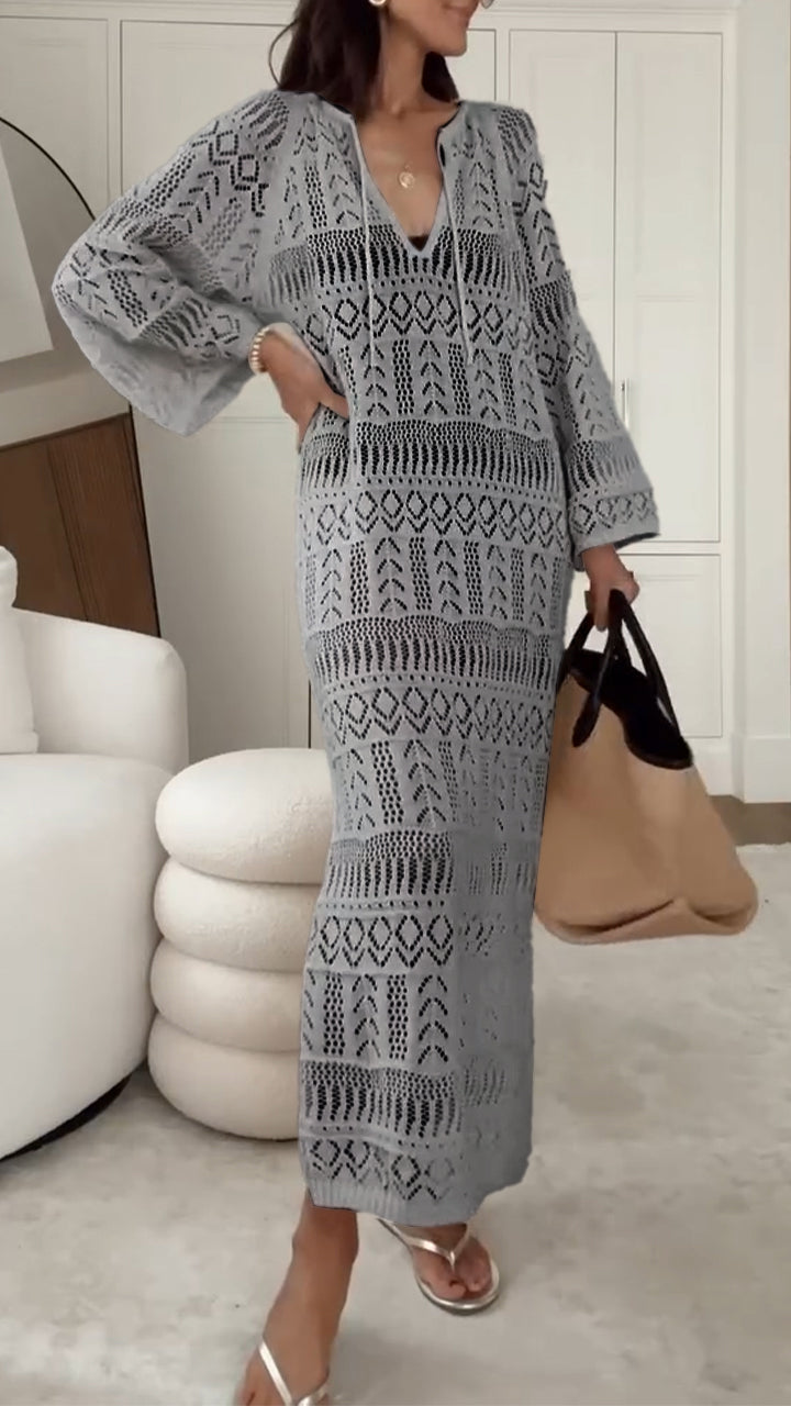 Elegant Slit Suspender Hollow Holiday Dress