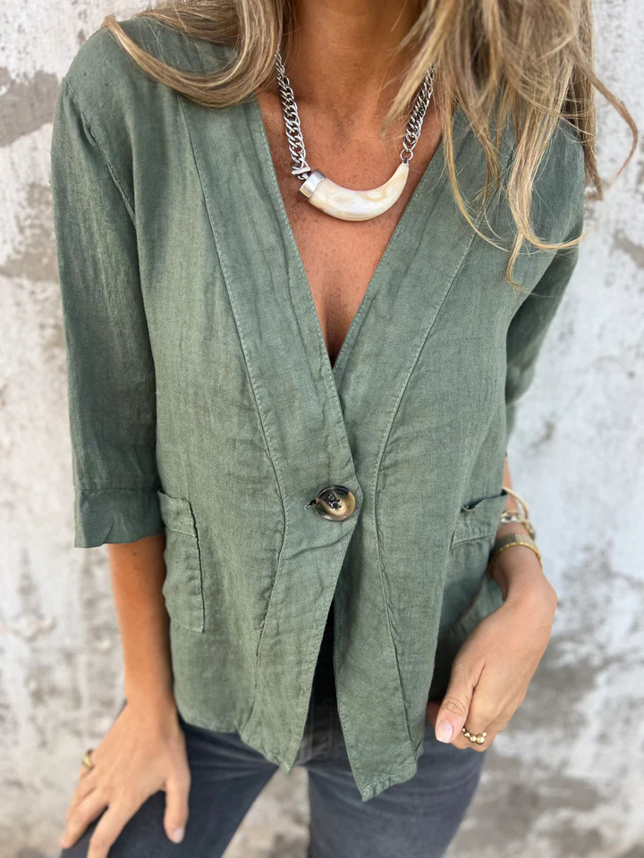 Cotton and Linen Button Shirt