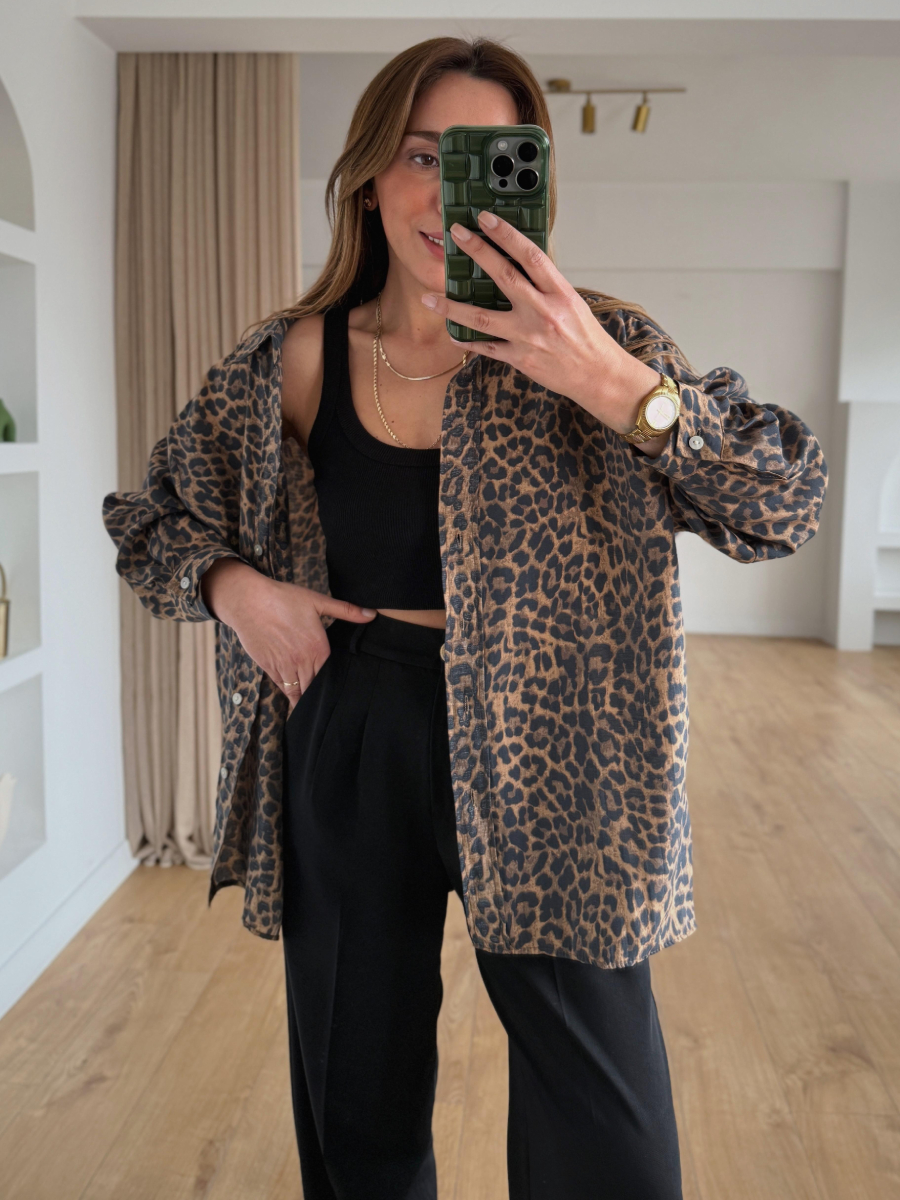 Oversized Leopard Print Shirt