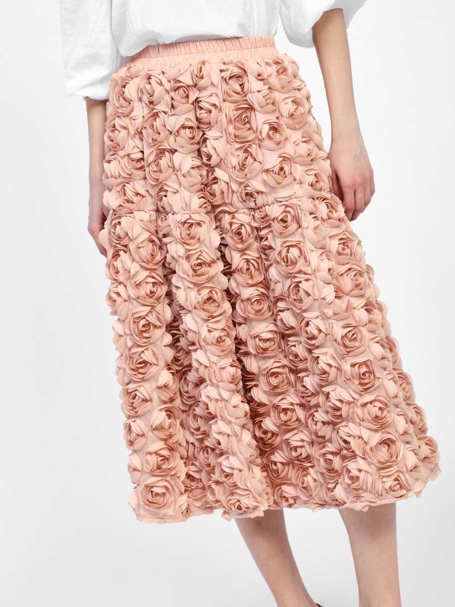 High Waist 3D Floral Skirt