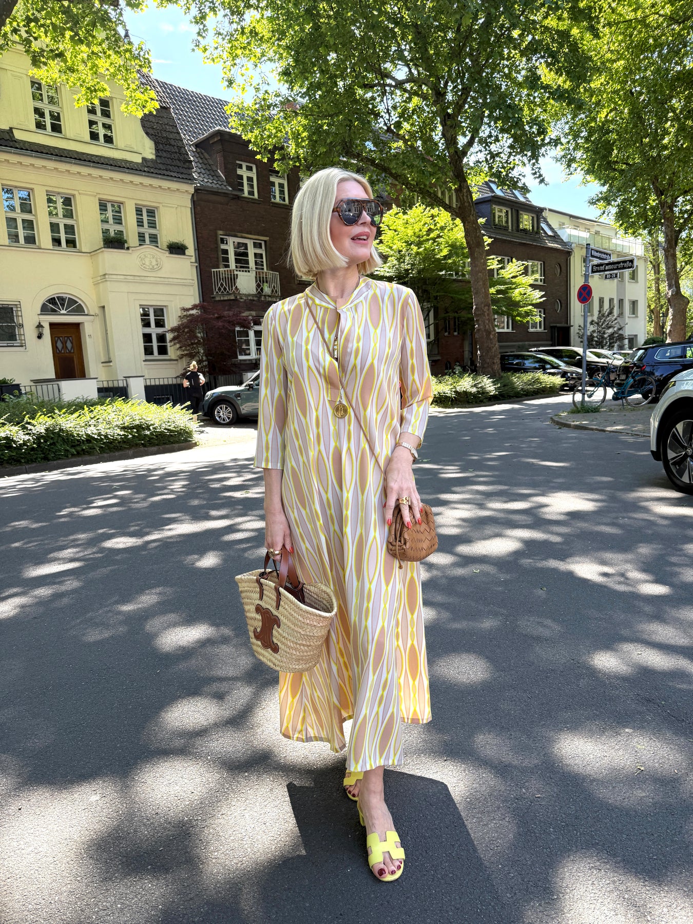 Flowy Abstract Print Midi Dress