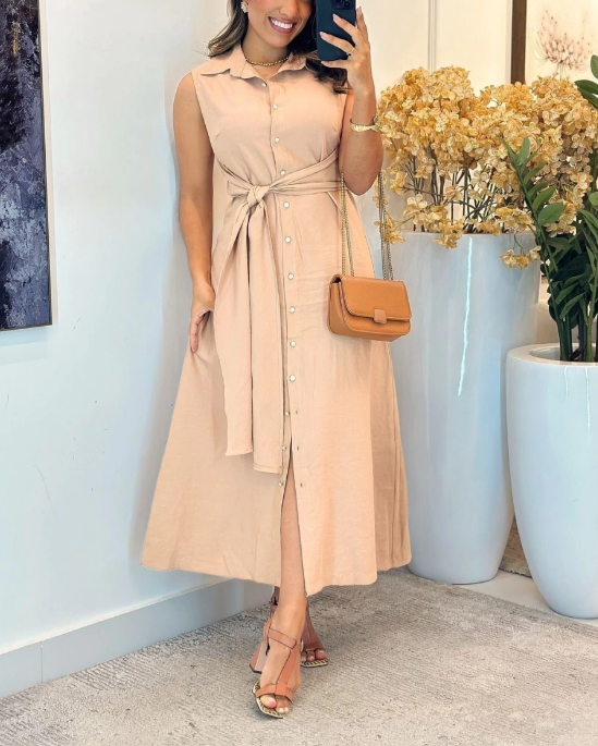 Twist-knot shirt sleeveless dress